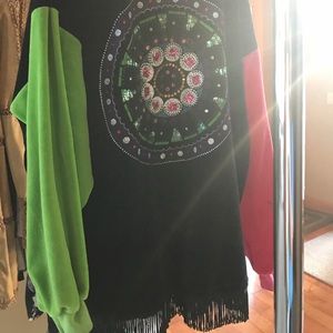velour mandala sweatshirt pink & green